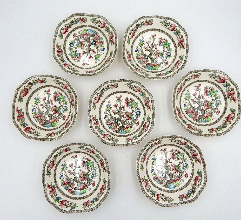 Johnson Brothers Indian Tree 7 Inch Square Soup Cereal Bowls Set Of 7 England